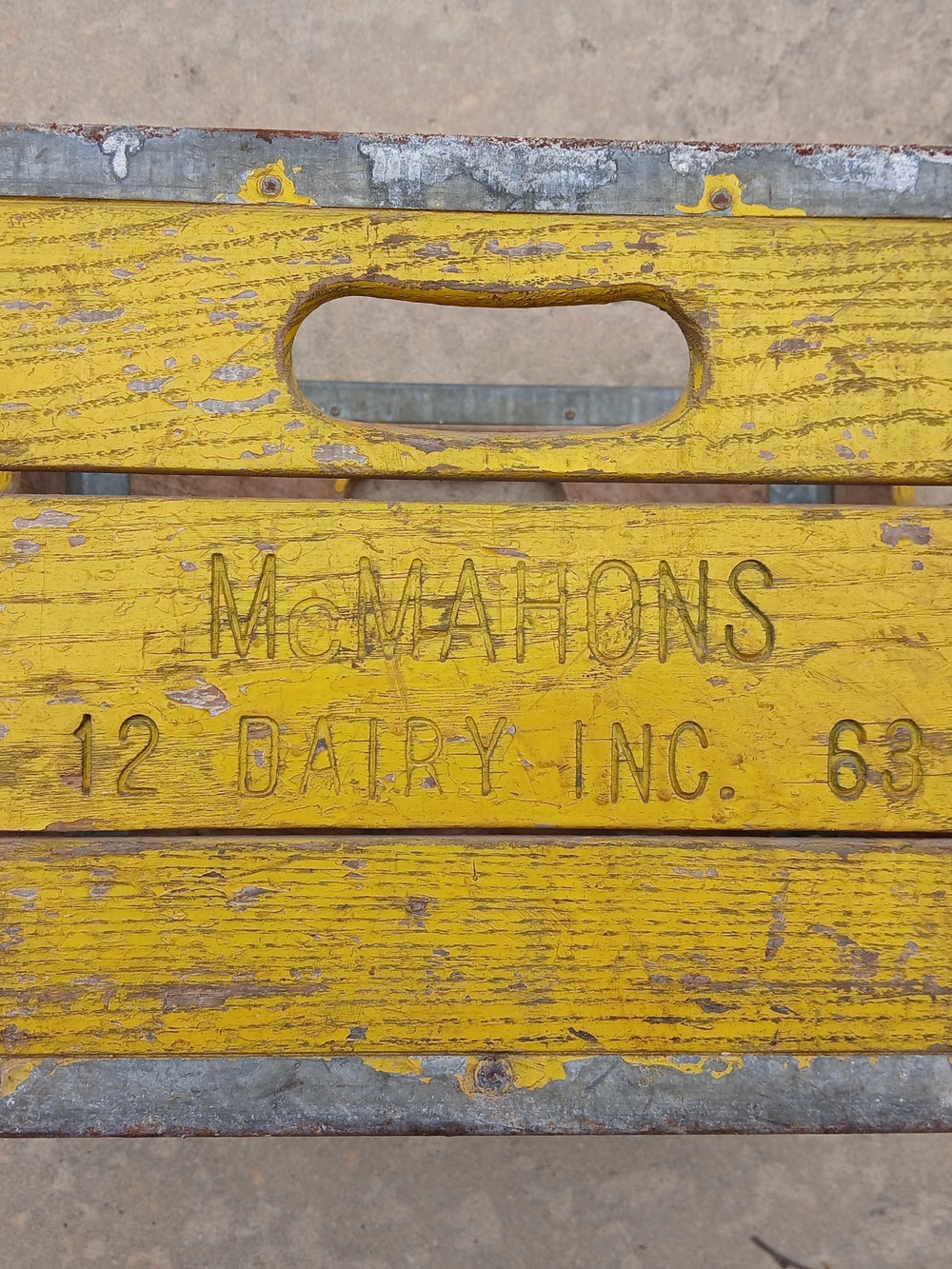 McMahons Yellow Wooden Dairy Crate - Rustic Home Accent